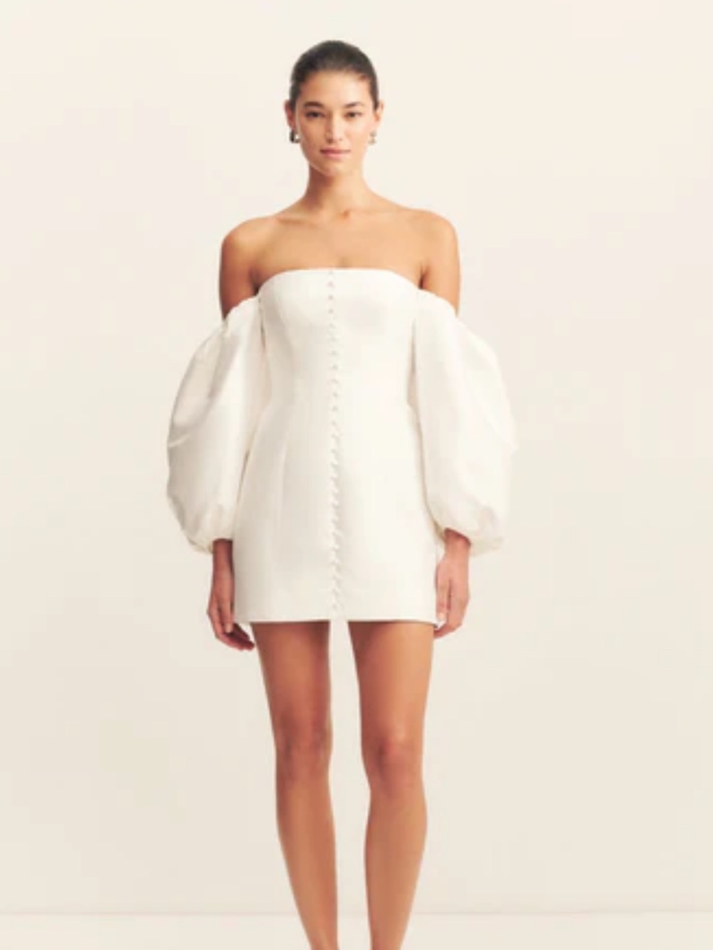 Shona Joy calcite balloon sleeve off the shoulder dress